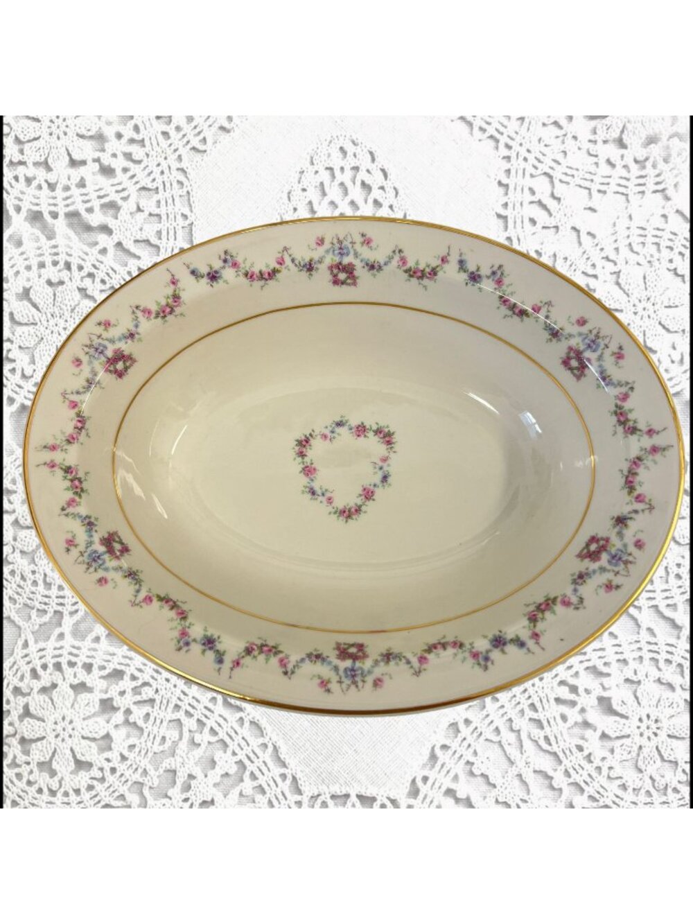 Vintage Syracuse China Arcadia 10" Oval Vegetable Serving Bowl Old Ivory Cottage